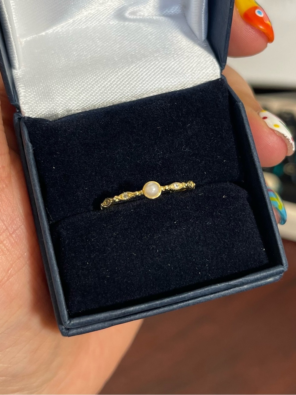 Gold plated Sterling silver 925 Pearl Ring - White Pearl